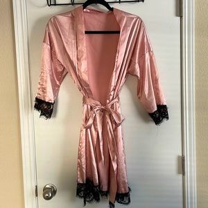 Pink silk robe